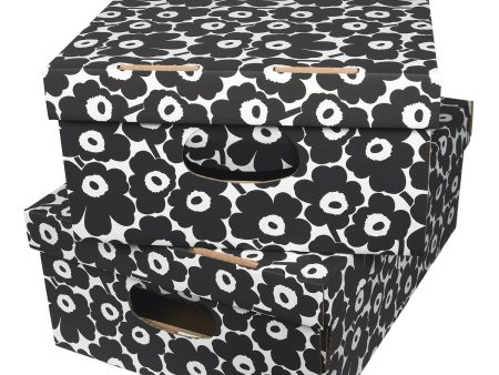 Kotilaatikko Unikko musta Marimekko 40x29x15,5 cm, 2kpl Online Hot Sale